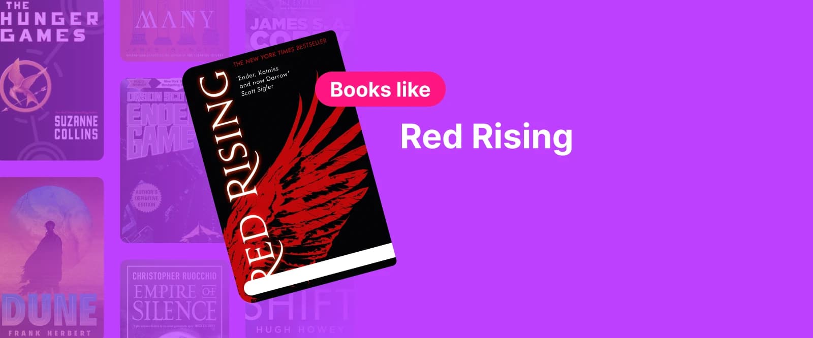 Book cover of Red Rising by Pierce Brown featuring an illustrated fiery red design with bold typography