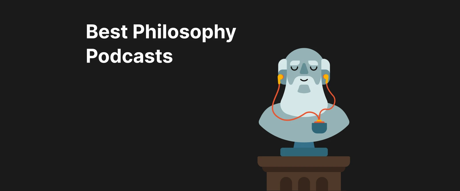 Cartoon statue of a philosopher wearing headphones and listening to music, symbolizing modern TikTok alternatives for thoughtful content