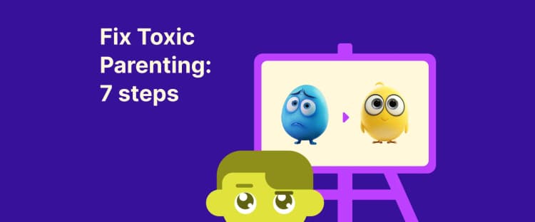 Fix Toxic Parenting_ Illustration of a child’s emotional change from sad blue to happy yellow on a screen
