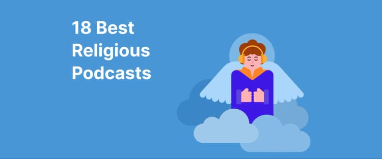 Illustration of a person reading a book under a halo, representing top Podcasts On Religion about faith and god