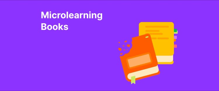 colorful books on a purple background, symbolizing microlearning and bite-sized learning resources