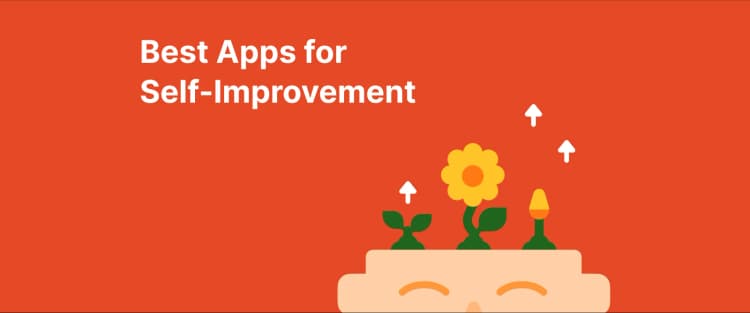 Illustration of a brain with plants and flowers growing on top highlighting best apps for self-help