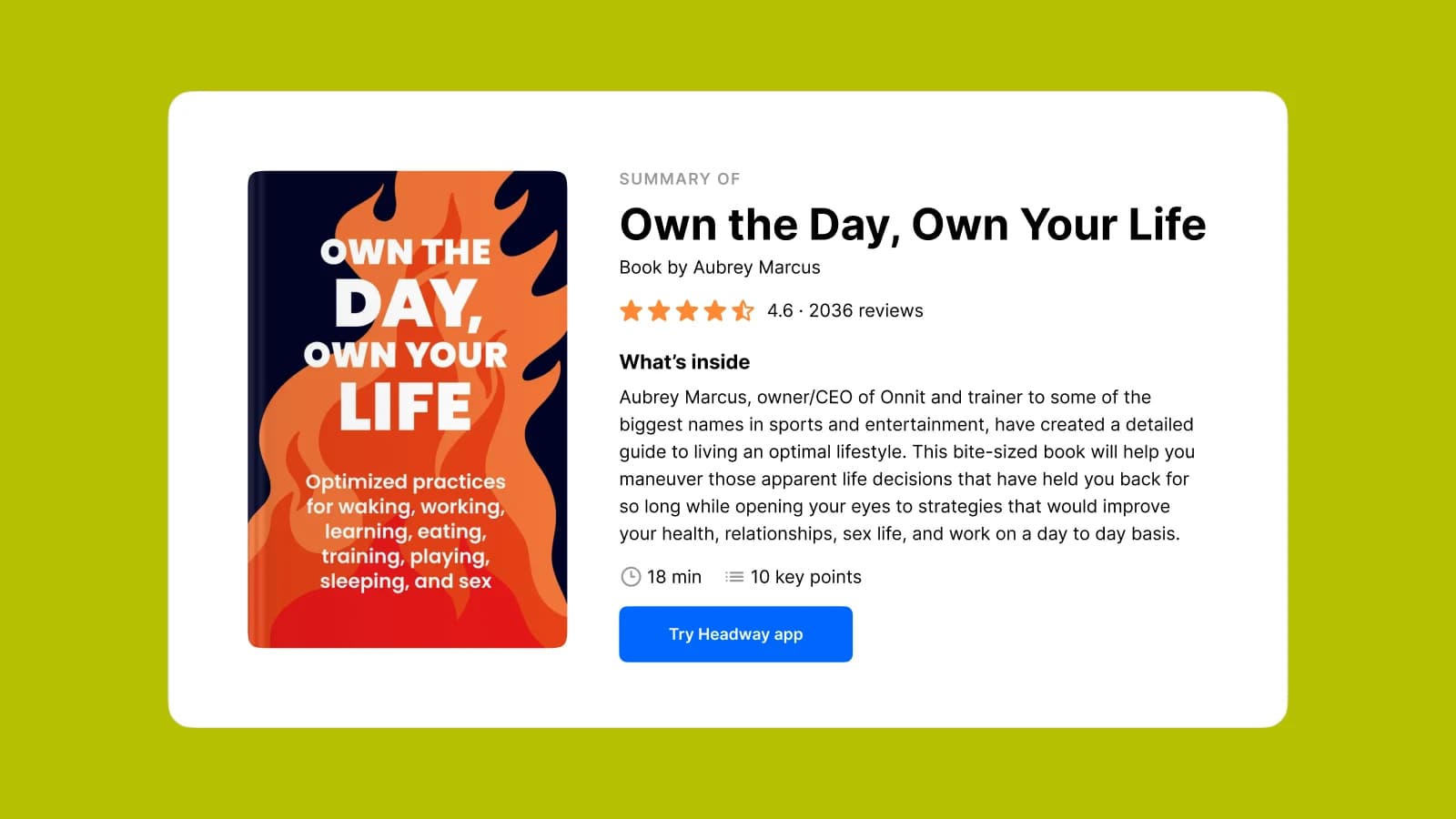 Ten reasons screen time is bad for you - A cover of the summary Own the Day, Own your life by Aubrey Marcus