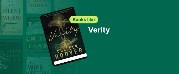 Book cover of Verity by Colleen Hoover, featuring a dark, mysterious design with a glowing title
