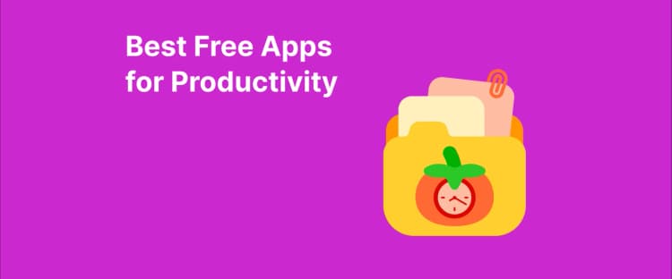 A folder with best free apps for productivity and a paper clip, and pomodoro timer