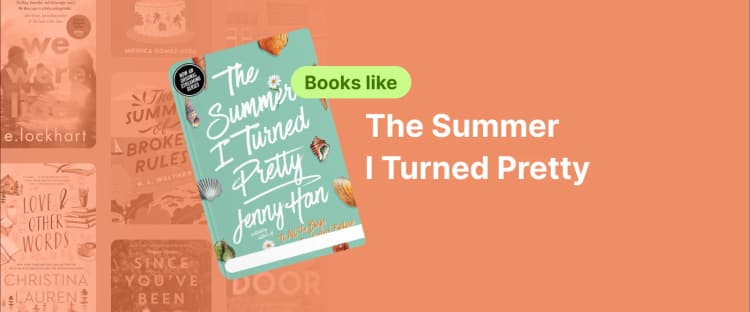 Book cover of the summer i turned pretty with shells and book covers at the background symbolizing books like the summer i turned pretty.webp Covers of since I've been gone, the summer of broken rules, love of other words on a bookshelf with a cartoon plant symbolizing similar books like the summer i turned pretty.webp