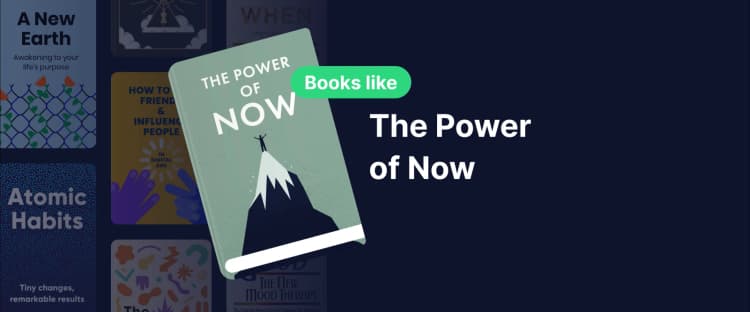 Book cover of The Power of Now by Eckhart Tolle with a mountain illustration, symbolizing mindfulness and presence