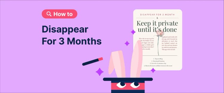 Disappear for 3 Months A magic hat with rabbit ears inside it and a magic wand with sparkles