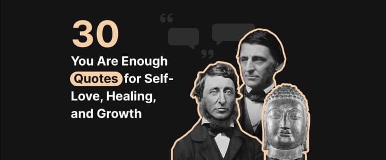 one day at a time Three grayscale portraits of Buddha, Henry David Thoreau, Ralph Waldo Emerson with overlapping outlines and quote bubbles