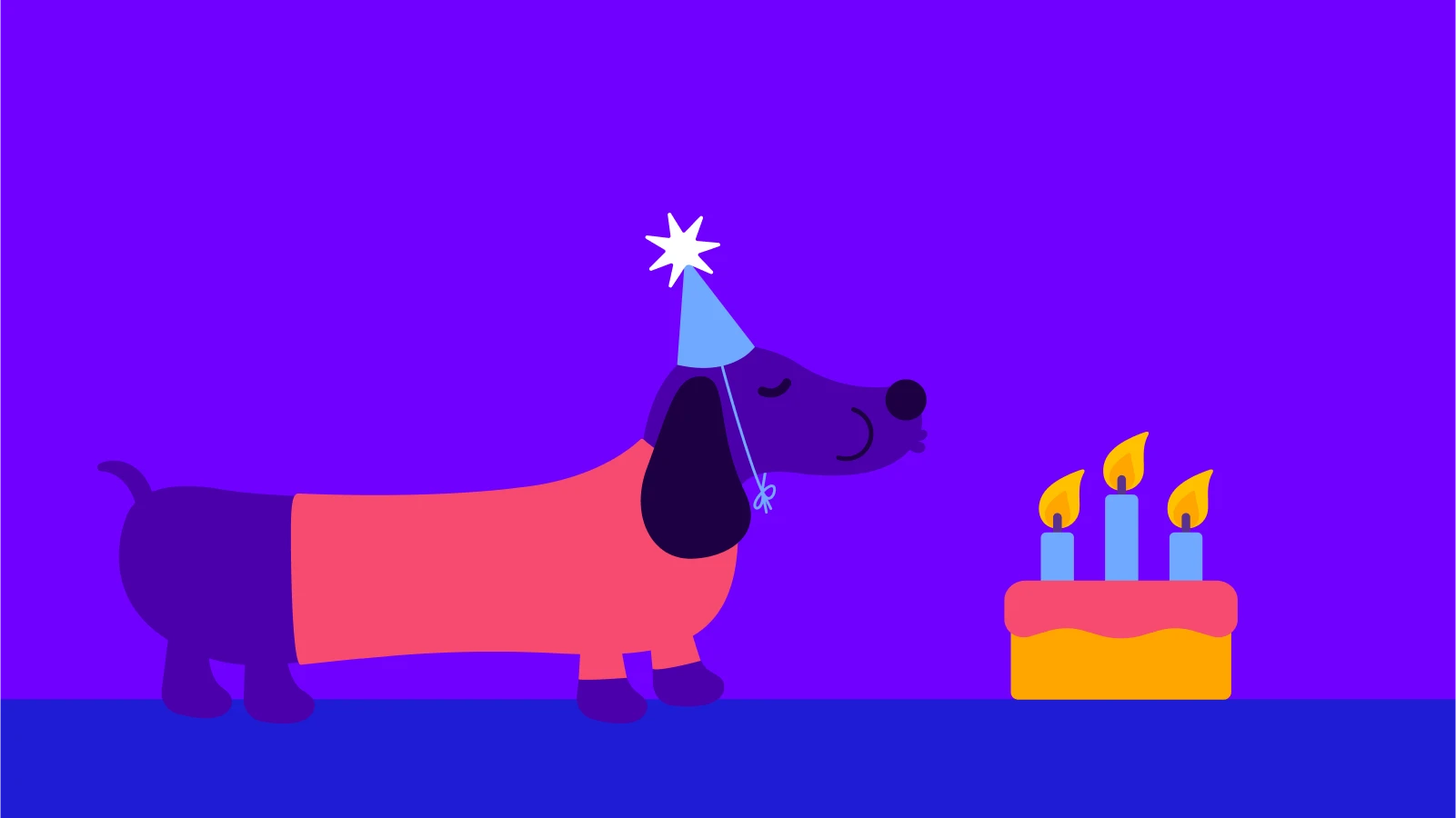 book summaries - Cartoon dachshund wearing a party hat, blowing out candles on a cake
