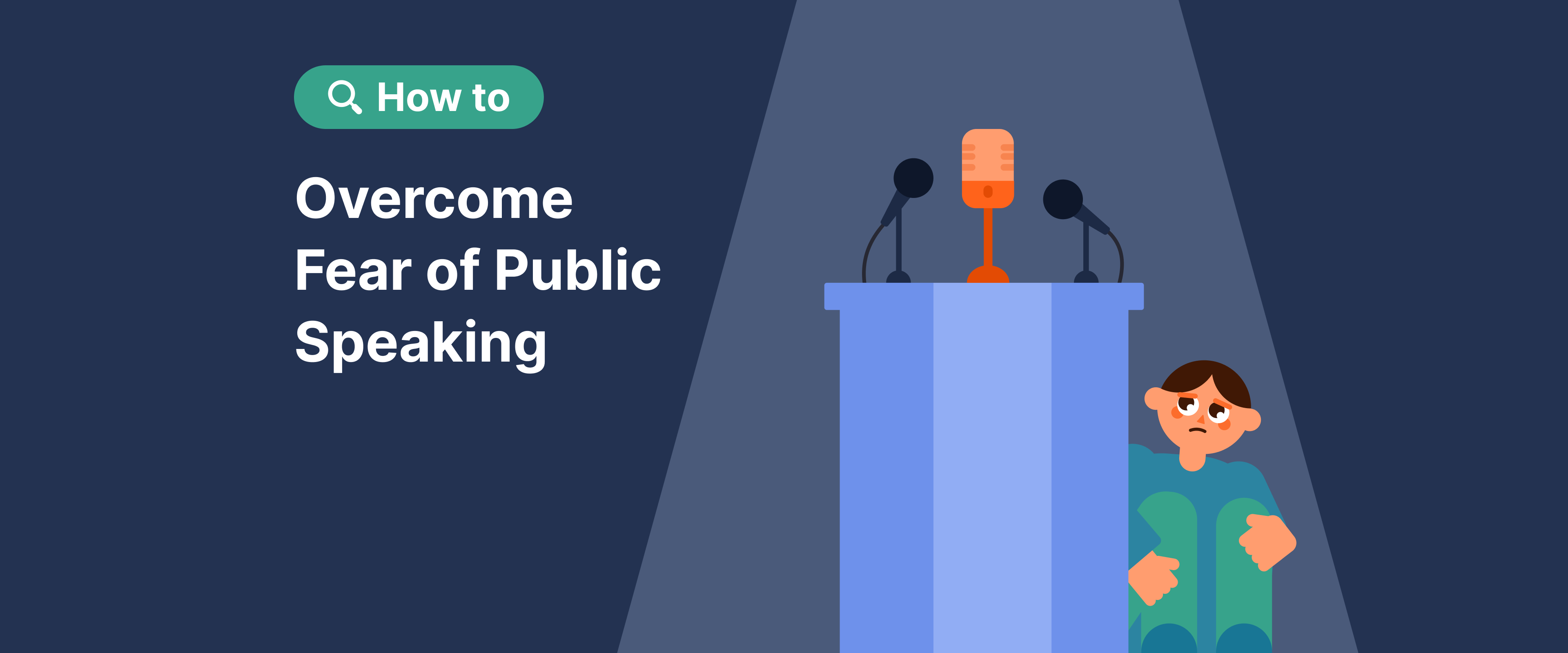 How to overcome fear of public speaking: stage with pulpit and microphone