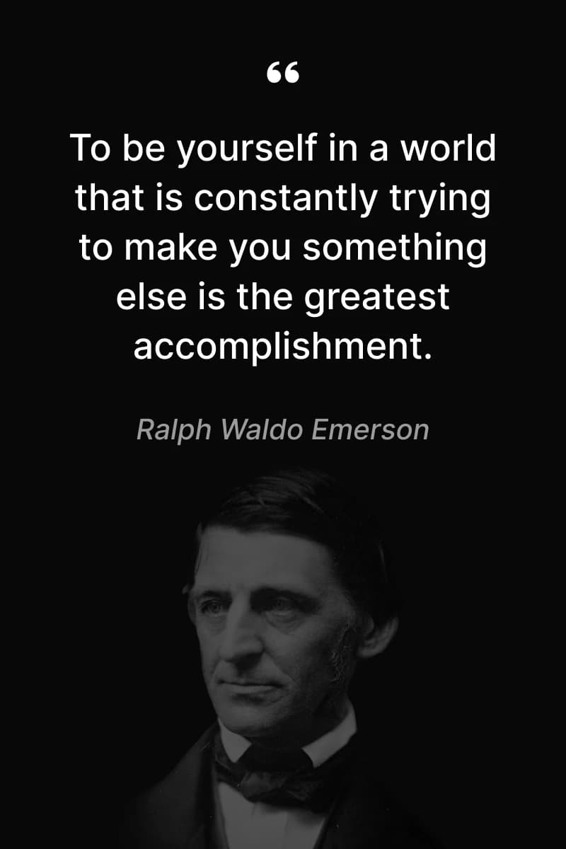 Quotes for Self-Love Portrait of Ralph Waldo Emerson with quote about staying true to oneself