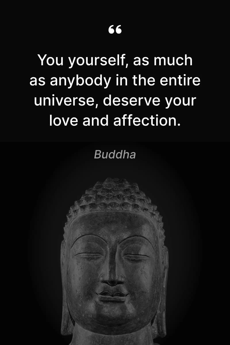 one day at a time quotes Buddha statue with quote about self-worth and universal love_