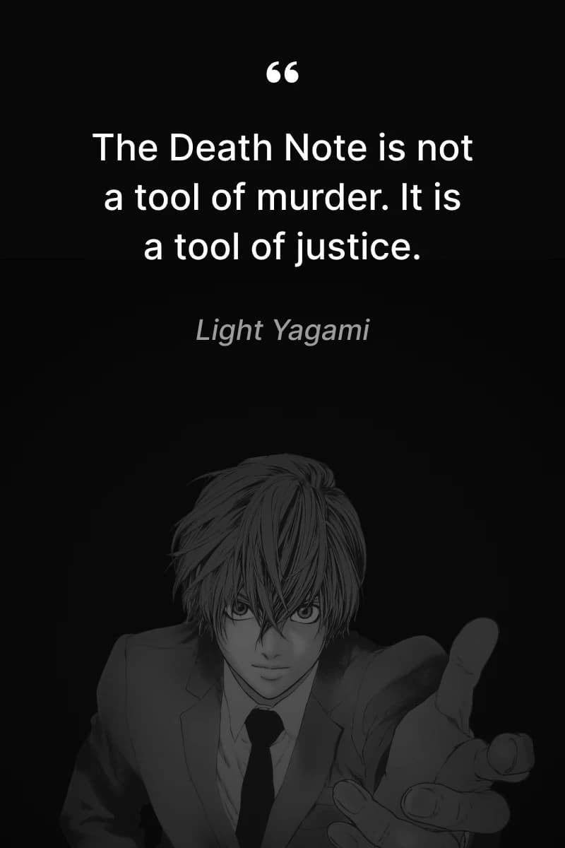 Light Yagami in a suit pointing forward with a confident expression light yagami