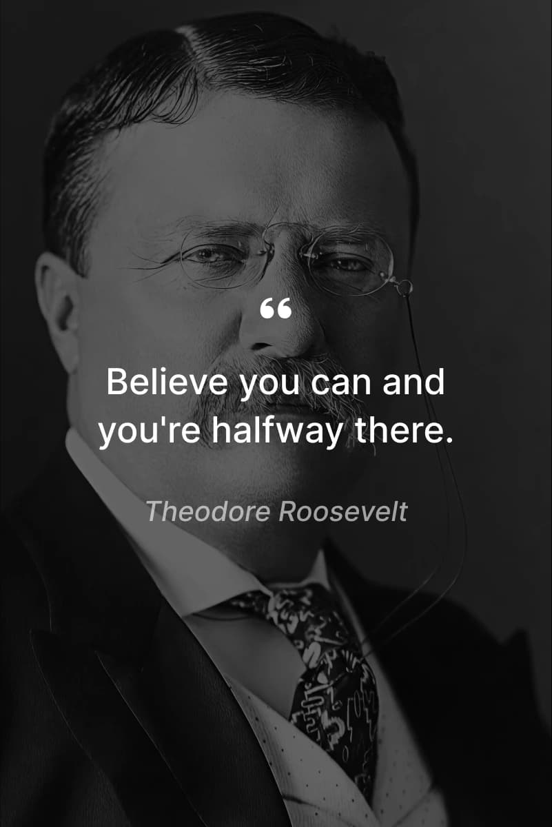 personal development - Black-and-white portrait of Theodore Roosevelt wearing a suit and glasses on a dark background